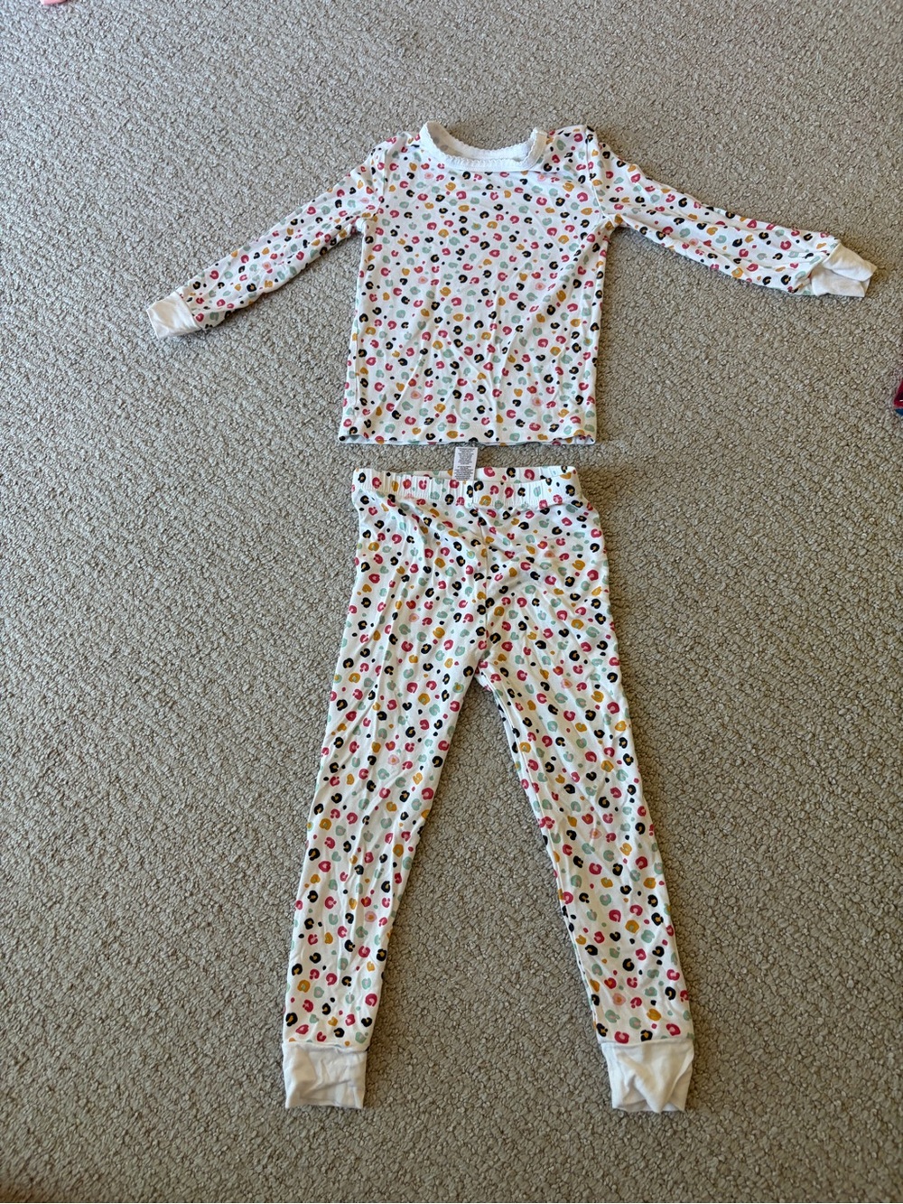 Little Me White Multicolor Heart Pajama Set 3T